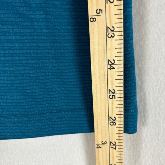 Reebok Polo Shirt Green-ish Blue Fine Stripes Black Logo on Front Size L - Picture 10 of 11